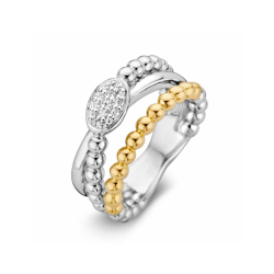 Ring zilver/goud zirkonia - 42786