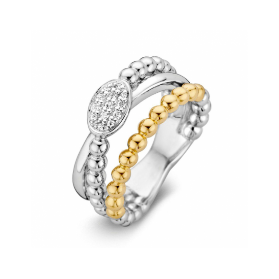 Ring zilver/goud zirkonia - 42786