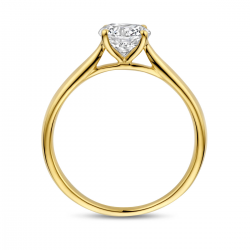 14k Geelgouden ring uitgevoerd met lab grown diamant. De ring heeft een breedte van 6.5mm. Het diamantgewicht is 1.06 ct en wordt geleverd met een IGI certificaat. - 41183