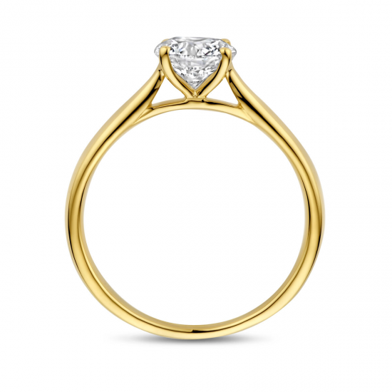 14k Geelgouden ring uitgevoerd met lab grown diamant. De ring heeft een breedte van 6.5mm. Het diamantgewicht is 1.06 ct en wordt geleverd met een IGI certificaat. - 41183