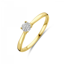 14k Geelgouden ring uitgevoerd met lab grown diamant. De ring heeft een breedte van 4mm. Het diamantgewicht is 0.25ct. - 41185