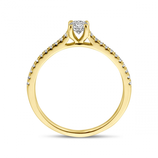 14k Geelgouden ring uitgevoerd met lab grown diamant. De ring heeft een breedte van 4mm. Het totale diamantgewicht is 0.39ct - 41186