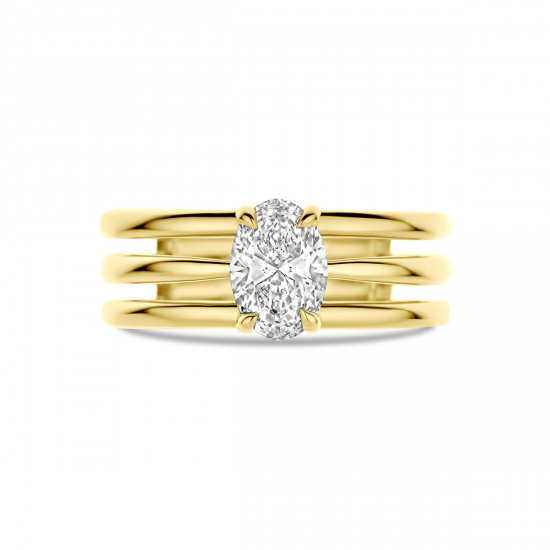 14k Geelgouden ring uitgevoerd met lab grown diamant. De steen heeft een afmeting van 8.5x6mm. Het diamantgewicht is 1.00ct ovaal geslepen. - 41187