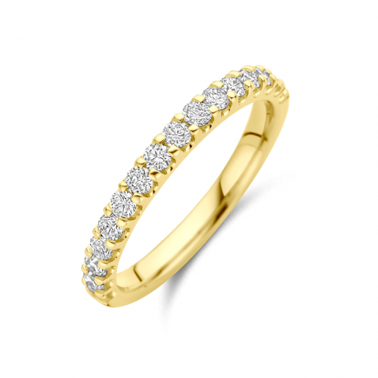 14k Geelgouden ring uitgevoerd met lab grown 16 diamanten. De ring heeft een breedte van 2.5mm. Het totale diamantgewicht is 0.51ct. - 41189