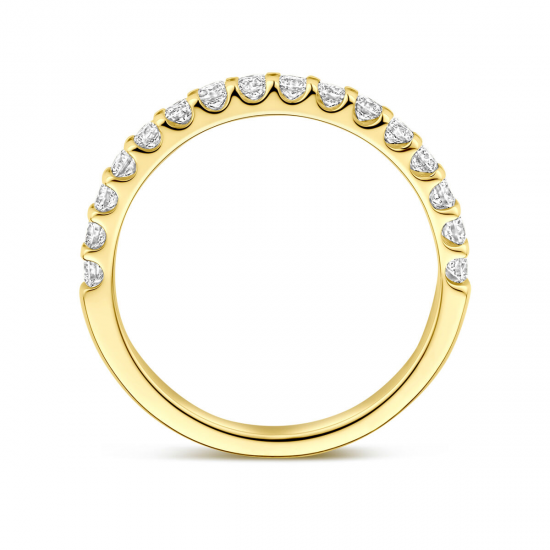 14k Geelgouden ring uitgevoerd met lab grown 16 diamanten. De ring heeft een breedte van 2.5mm. Het totale diamantgewicht is 0.51ct. - 41189