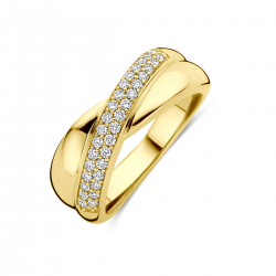 14k Geelgouden ring uitgevoerd met lab grown 33 diamanten. De ring heeft een breedte van 7.5mm. Het totale diamantgewicht is 0.30ct. - 41190