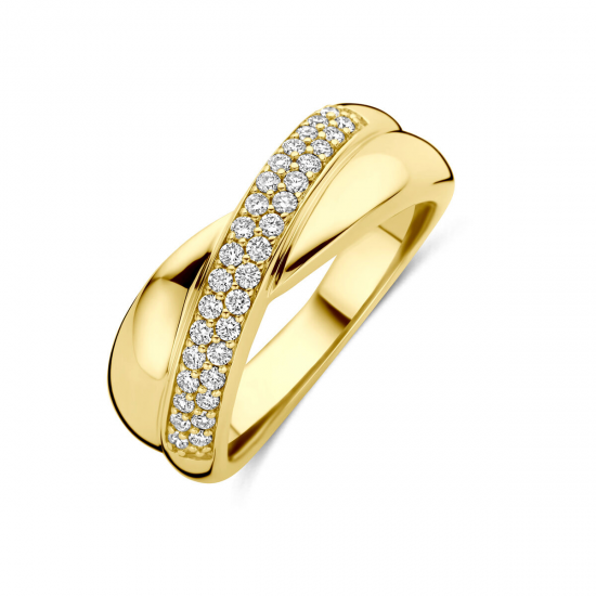 14k Geelgouden ring uitgevoerd met lab grown 33 diamanten. De ring heeft een breedte van 7.5mm. Het totale diamantgewicht is 0.30ct. - 41190