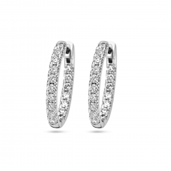 14k Witgouden klapoorringen uitgevoerd met lab grown 34 diamanten. De klapoorringen hebben een diameter van 20mm. Het totale diamantgewicht is 0.96ct. - 41195