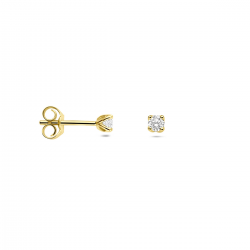 14k Geelgouden oorknoppen uitgevoerd met lab grown diamant. De oorknoppen hebben een diameter van 3.25mm. Het diamantgewicht is 0.20ct. - 41197