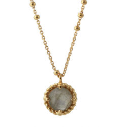 ZILVER DAMESCOLLIER 18 K VERGULD LABRADORIT - 41245