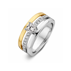 Ring zilver/goud zirkonia - 42783