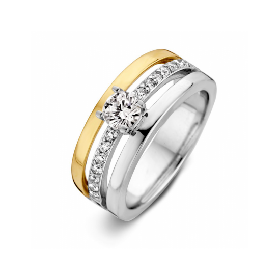 Ring zilver/goud zirkonia - 42783