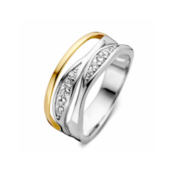 Ring zilver/goud zirkonia - 42784