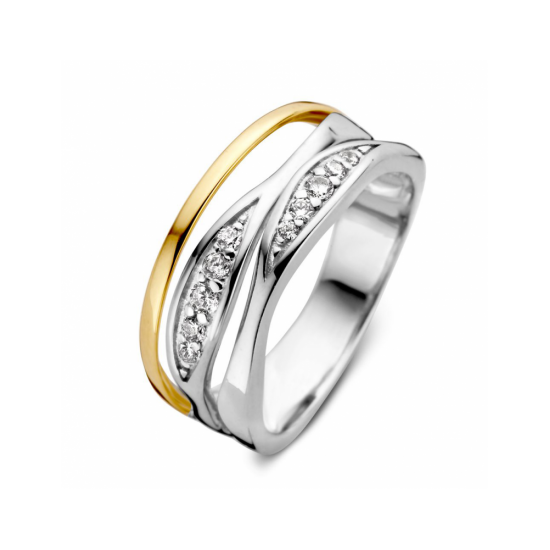 Ring zilver/goud zirkonia - 42784