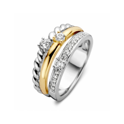 Ring zilver/goud zirkonia - 42782