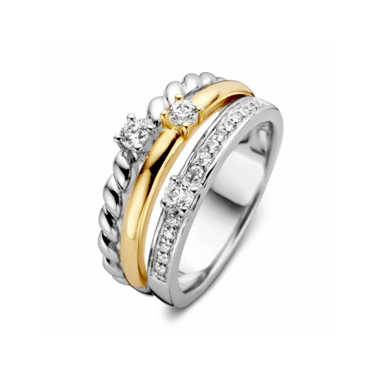 Ring zilver/goud zirkonia - 42782