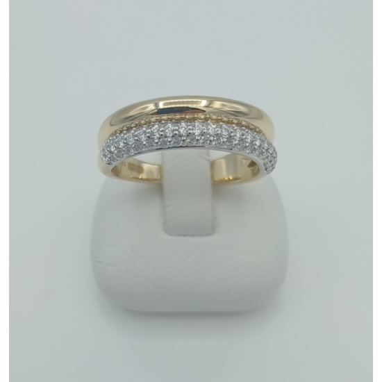 14 karaat bicolor gouden ring met briljant 55x totaal 0.45 caraat - 41364