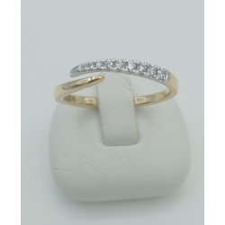 14 karaat bicolor gouden ring met briljant 9 x totaal 0.10 caraat - 41365