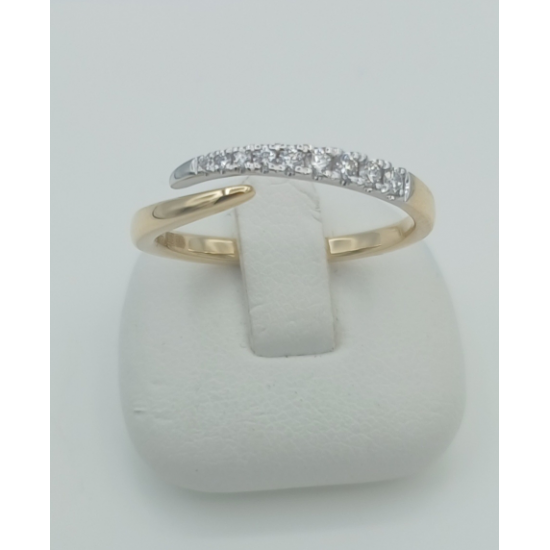 14 karaat bicolor gouden ring met briljant 9 x totaal 0.10 caraat - 41365