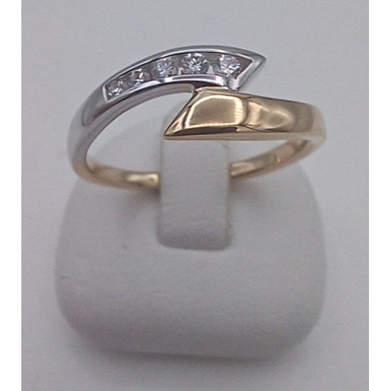 14 karaat bicolor  gouden ring met briljant 5 x totaal 0.13 caraat - 41367