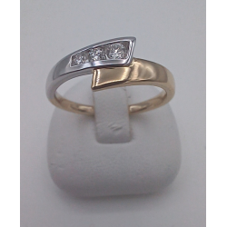 14 karaat bicolor  gouden ring met briljant 3 x totaal 0.17 caraat - 41368