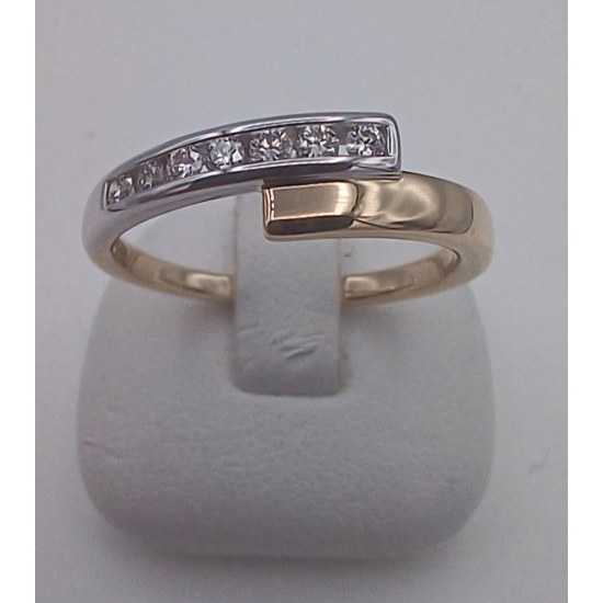 14 karaat bicolor  gouden ring met briljant 7 x totaal 0.15 caraat - 41369