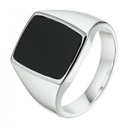 Zilveren zegelring massief met onyx - 41383