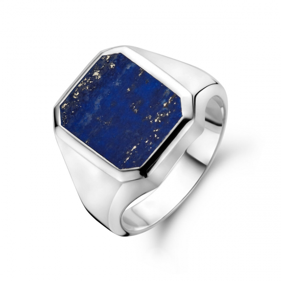 zegelring massief lapis 13 x 11mm - 41386