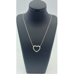 14 karaat witgouden collier met hanger hart gezet met briljant 28/0.21 caraat - 41391