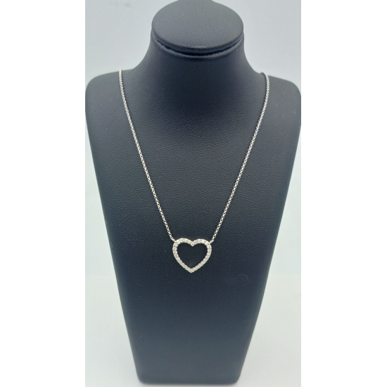 14 karaat witgouden collier met hanger hart gezet met briljant 28/0.21 caraat - 41391