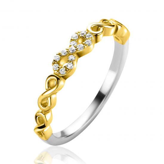 ZINZI GOLD PLATED ZILVEREN RING - 41422