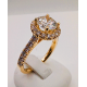 18 karaat geel gouden solitair fantasie ring met briljant 1.13 crt. G/vs en 28/0.60 G/si - 41527