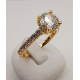 18 karaat geel gouden solitair fantasie ring met briljant 1.00 crt. G/vs en 40/0.44 G/si - 41528