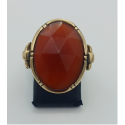 GEELGOUDEN DAMESRING CARNEOOL - 41533