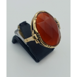 GEELGOUDEN DAMESRING CARNEOOL - 41533