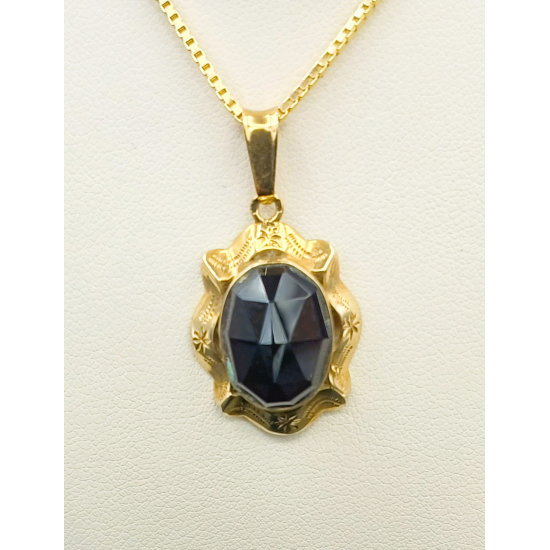 OCCASION14KRT GOUDEN HANGER GRANAAT - 41572