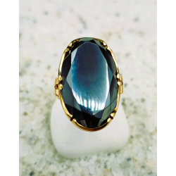 14 karaat geelgouden occasion ring met hematiet - 41577