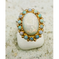 14 karaat geelgouden occasion ring met opaal - 41580