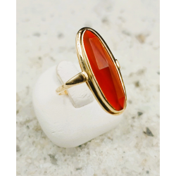 14 karaat geelgouden occasion ring met carneool - 41582