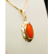 14 karaat geelgouden occasion hanger met bloedkoraal - 41584