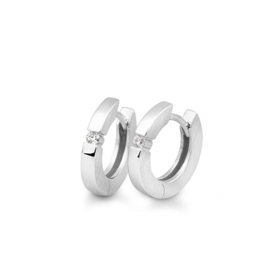 WITGOUDEN CREOLEN DIAMANT - 41642