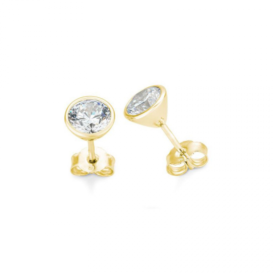 14 KARAAT GOUDEN SOLITAIR OORKNOPPEN MET BRILJANT - 41743