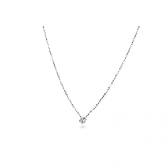 14 KARAAT GOUDEN SOLITAIR HANGER INCL.COLLIER 42 CM MET BRILJANT - 41771