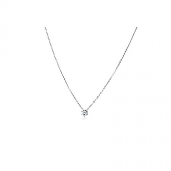 14 KARAAT GOUDEN SOLITAIR HANGER INCL.COLLIER 42 CM MET BRILJANT - 41781