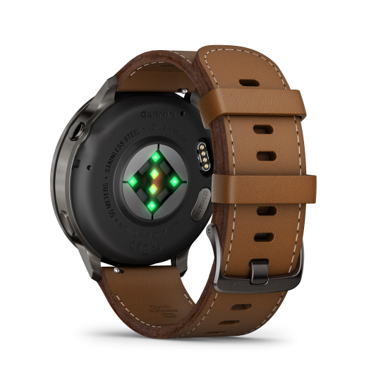 Venu® 4 - 45 mm Slate met zwarte siliconen band en bruine leren band - 41810