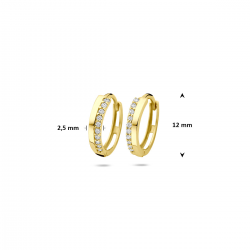 9k klapoorringen zirkonia 12 mm - 42026