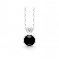 ZILVER COLLIER MET HANGER ONYX/0.03CT DIA - 42052
