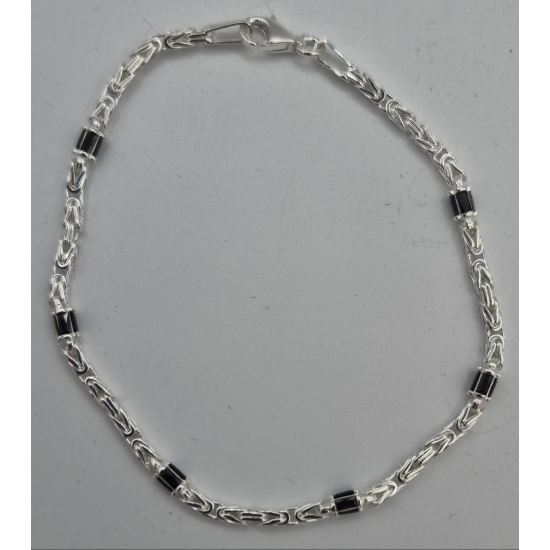 MASSIEF ZILVEREN KONINGSARMBAND MET ZWARTE ZIRKONIA BAQUETTE - 42345