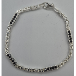 MASSIEF ZILVEREN KONINGSARMBAND MET ZWARTE ZIRKONIA - 42346