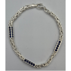 MASSIEF ZILVEREN KONINGSARMBAND MET BLAUWE ZIRKONIA - 42347